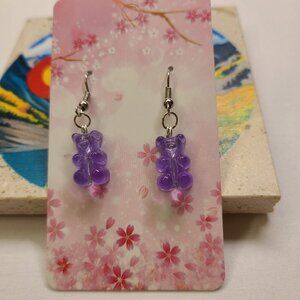 PURPLE GUMMY BEAR EARRINGS